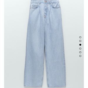 ZARA HIGH WAIST WIDE LEG LIGHT BLUE JEANS